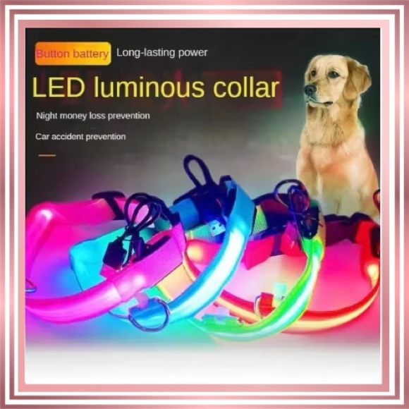 LED Lighted Pink Size Small Dog Collar - Picture 2 of 4